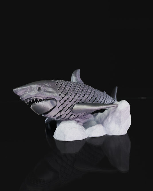 🦈 3D Printed Articulated Great White Shark – The King of the Deep! – handcrafted 3D printed decor gift