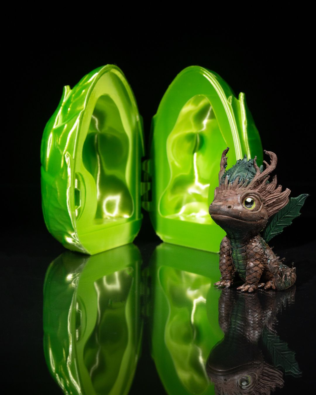 🌿🐉 3D Printed Dragon Egg with Leaf Hatchling – Nature’s Little Guardian 🐉🌿 – handcrafted 3D printed decor gift