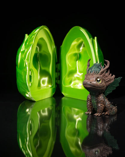 🌿🐉 3D Printed Dragon Egg with Leaf Hatchling – Nature’s Little Guardian 🐉🌿 – handcrafted 3D printed decor gift