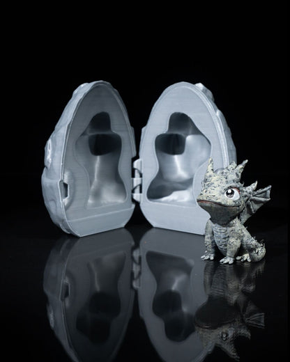 🐉 3D Printed Dragon Egg with Stone Hatchling 🪨✨ – handcrafted 3D printed decor gift