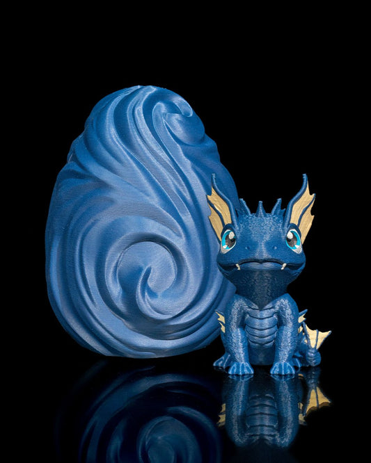 🐉 3D Printed Dragon Egg with Water Hatchling 🌊 – handcrafted 3D printed decor gift