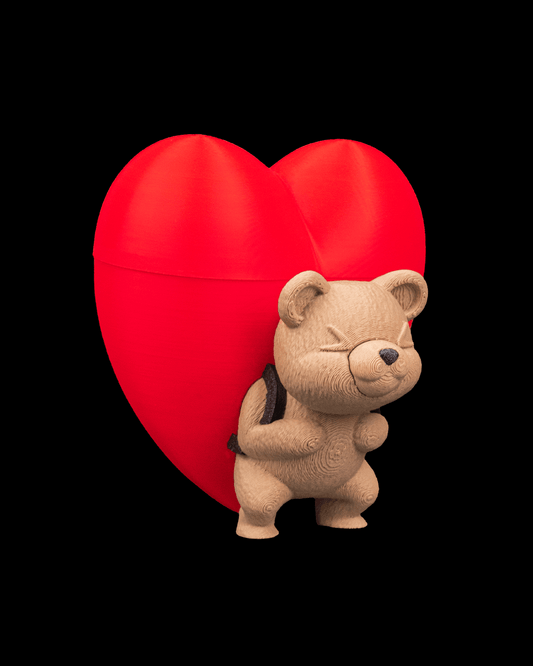 Heart Carrier Container | Cute Bear with Heart Backpack | Gift & Keepsake Box