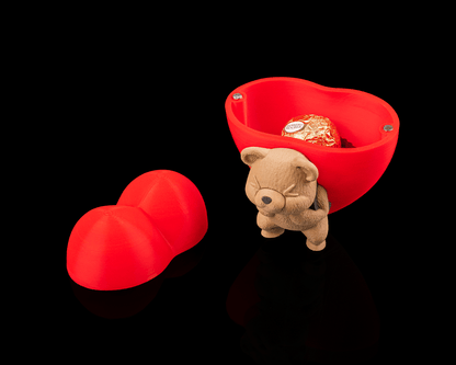 Heart Carrier Container | Cute Bear with Heart Backpack | Gift & Keepsake Box