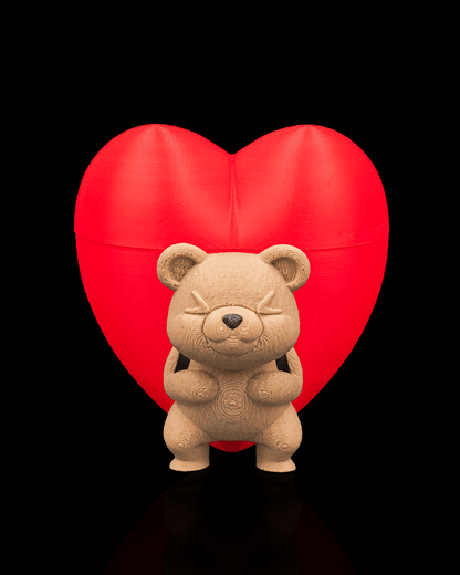 Heart Carrier Container | Cute Bear with Heart Backpack | Gift & Keepsake Box