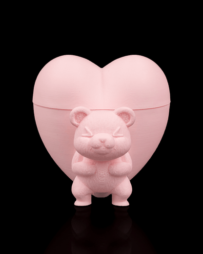 Heart Carrier Container | Cute Bear with Heart Backpack | Gift & Keepsake Box