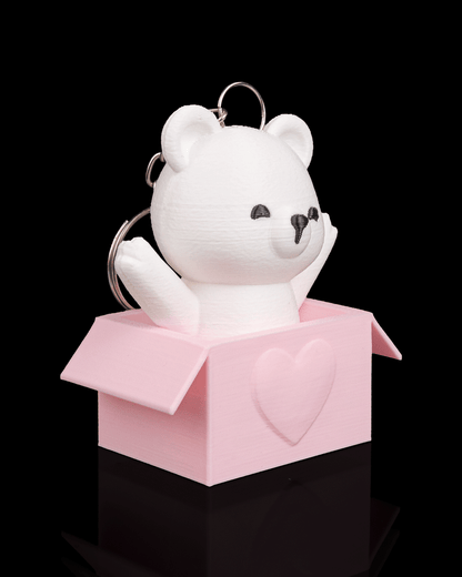 🧸✨ Peek‑a‑Bear – 3D Printed Keychain Bear in Heart Box