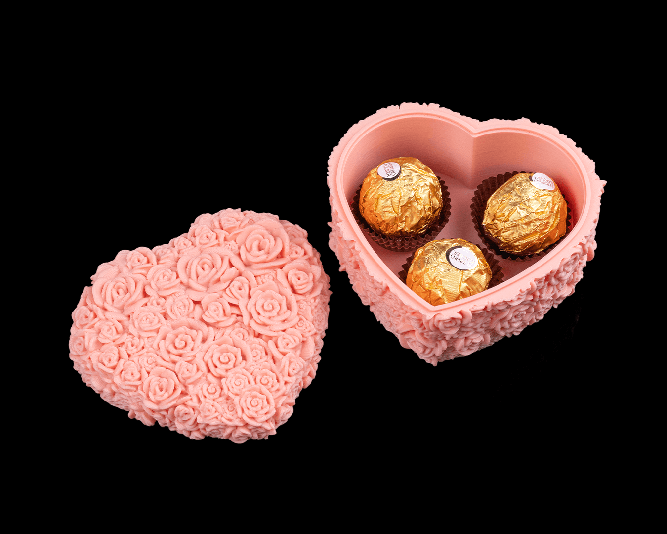 Petal Heart Container | 3D Printed Floral Heart Storage Box | Gift & Jewelry Keepsake Decor