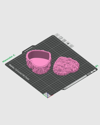 Petal Heart Container | 3D Printed Floral Heart Storage Box | Gift & Jewelry Keepsake Decor