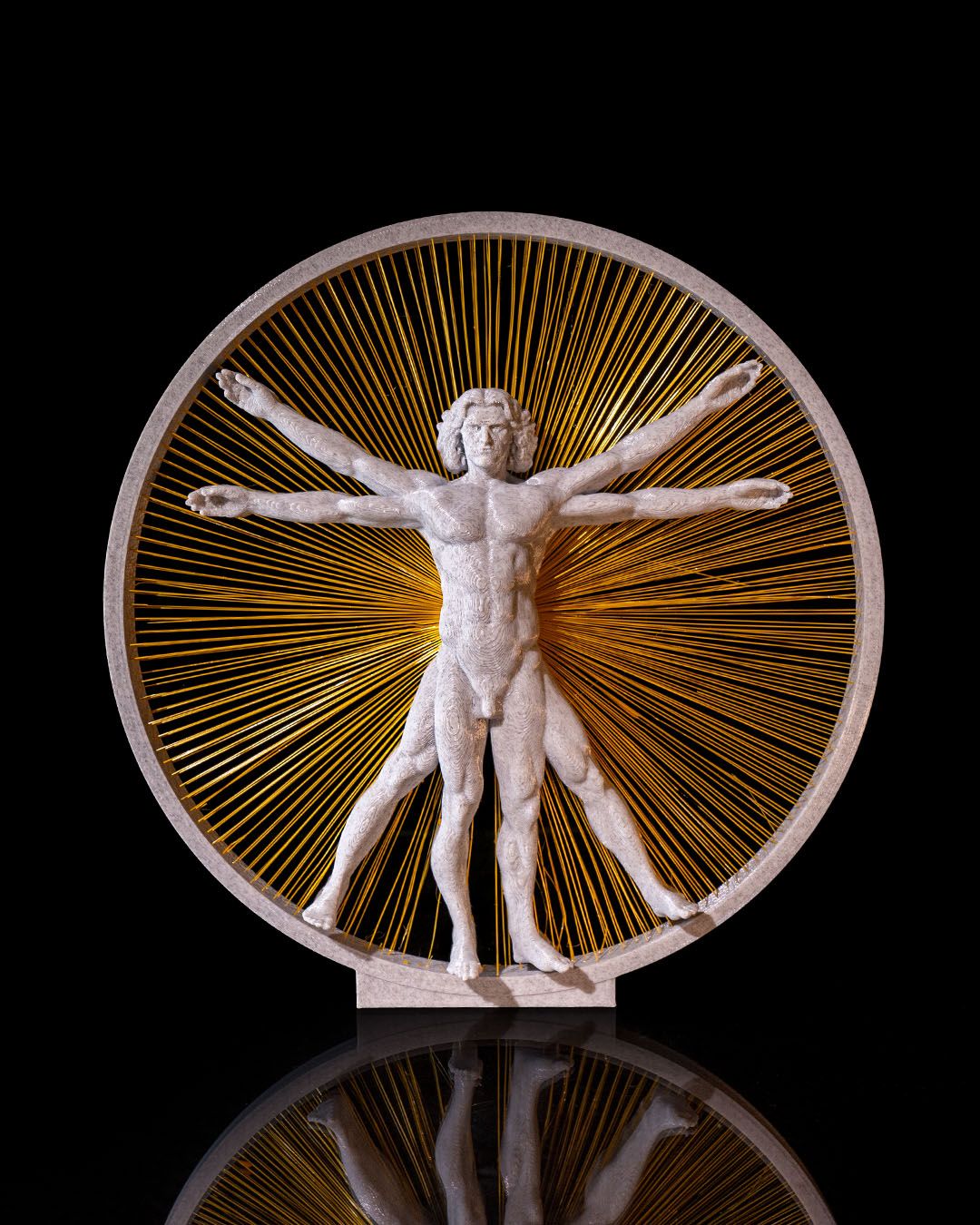 Vitruvian Man – 3D Printed String Art Sculpture 🖤✨