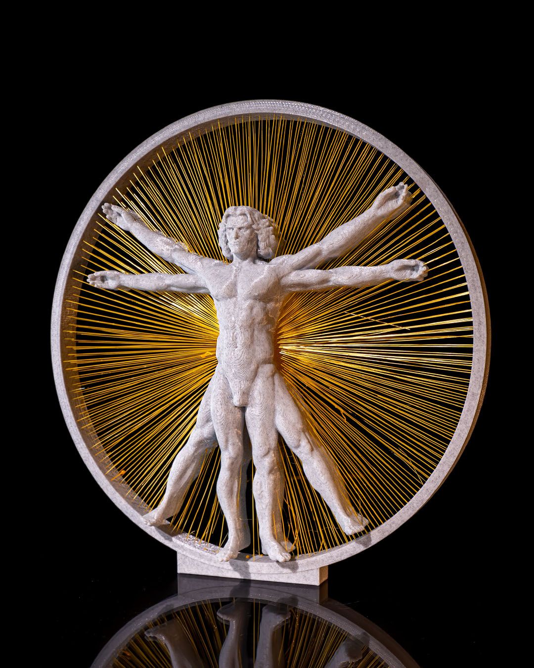Vitruvian Man – 3D Printed String Art Sculpture 🖤✨