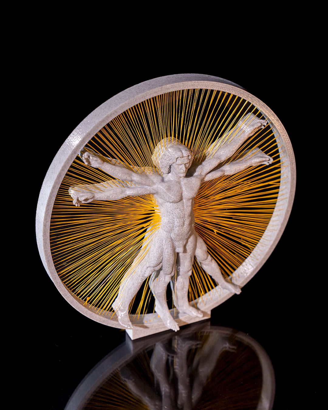 Vitruvian Man – 3D Printed String Art Sculpture 🖤✨
