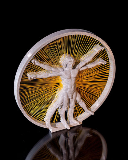 Vitruvian Man – 3D Printed String Art Sculpture 🖤✨
