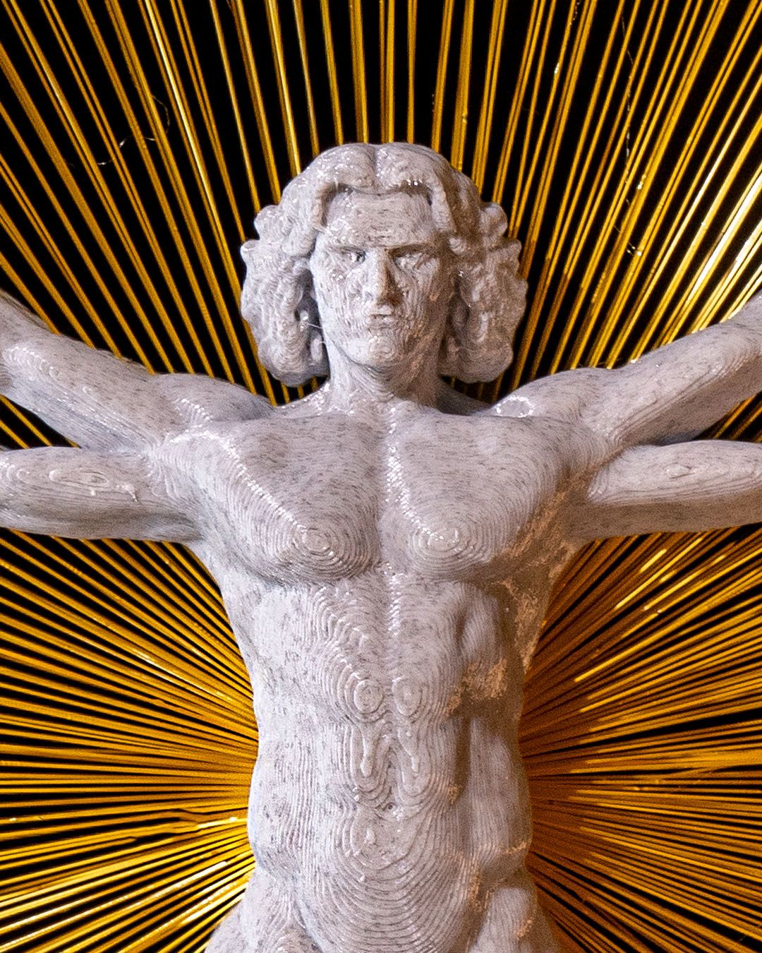 Vitruvian Man – 3D Printed String Art Sculpture 🖤✨