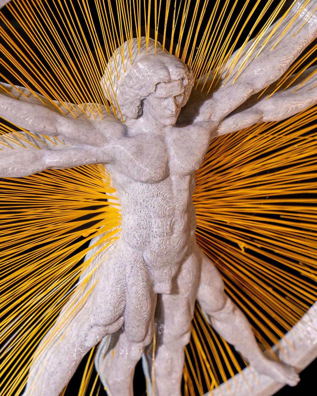 Vitruvian Man – 3D Printed String Art Sculpture 🖤✨
