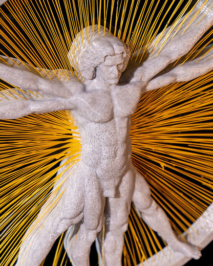 Vitruvian Man – 3D Printed String Art Sculpture 🖤✨