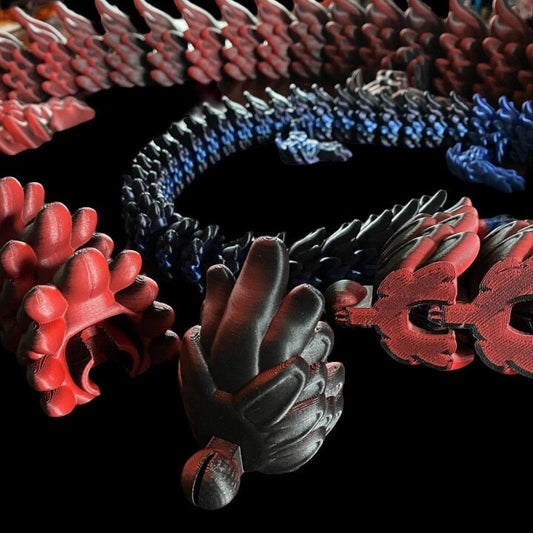 Unique Articulating Dragon Sculpture - Customizable in Dual or Tri Colour,Articulated, Year Of the Dragon, Fidget