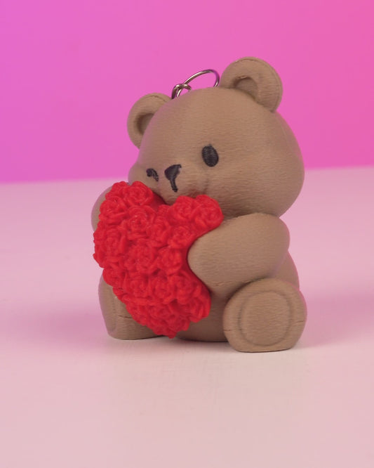 Heart Blossom Keychain Bear – Collectible 3D Printed Bear 💖🌸