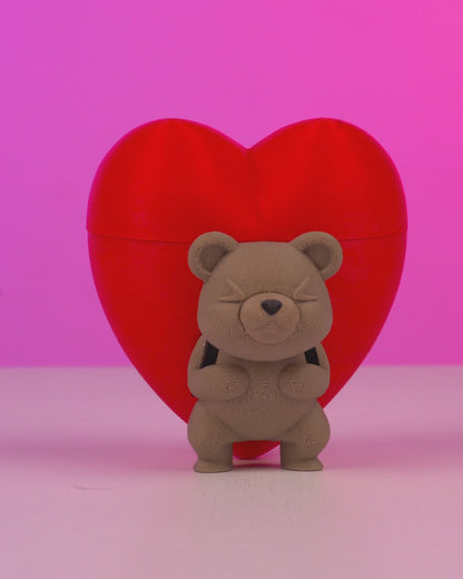 Heart Carrier Container | Cute Bear with Heart Backpack | Gift & Keepsake Box