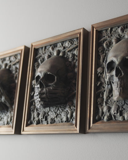 Three Wise Skulls – A Trio of Mystical Guardians | Unique Home Decor Gift