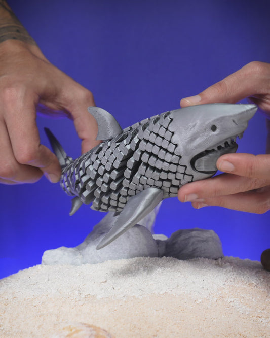 🦈 3D Printed Articulated Great White Shark – The King of the Deep!